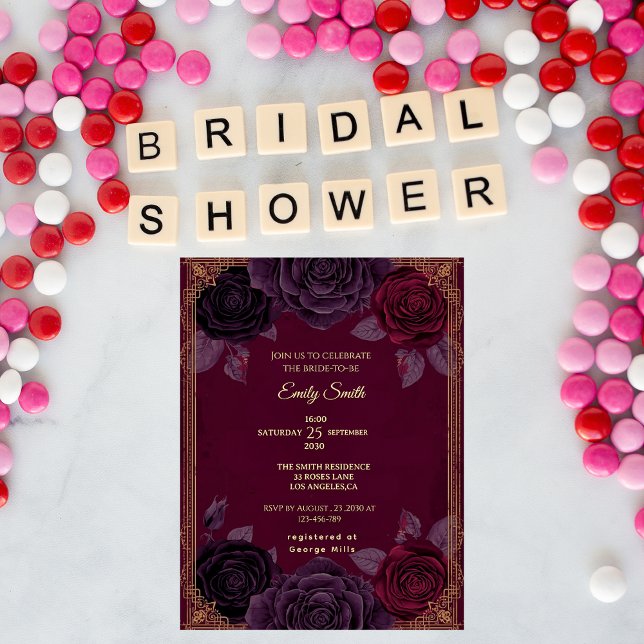 Elegante romantische Rose Gotisches Brautparty Einladung (Von Creator hochgeladen)