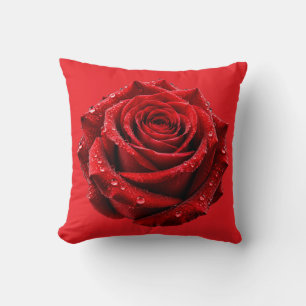 Elegante romantische rote Rosen-Wassertropfen-Wurf Kissen