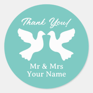 Elegante romantische Schildkrötentauben Hochzeit d Runder Aufkleber