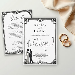 Elegante romantische Schwarz-Weiß-Klassik Einladung