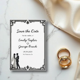 Elegante romantische Schwarz-Weiß-Klassik Save The Date
