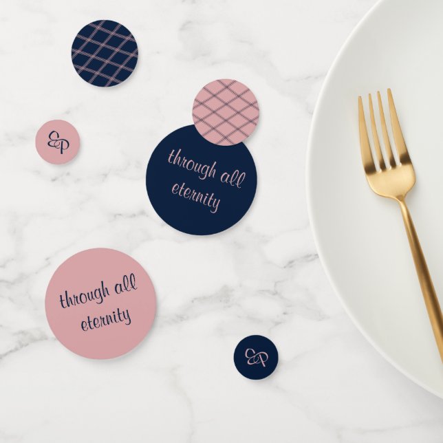 Elegante Romantische Script Navy & Blush Confetti Konfetti (Gruppe)