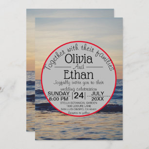 Elegante romantische Sea Waves Sunset Beach Hochze Einladung