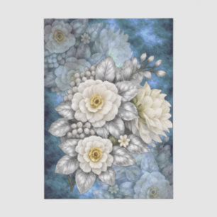 Elegante romantische silberne und weiße Hochzeitsb Seidenpapier