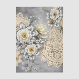 Elegante romantische silberne und weiße Hochzeitsb Seidenpapier