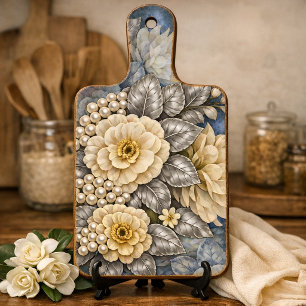 Elegante romantische silberne und weiße Hochzeitsb Seidenpapier