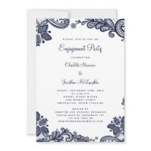 Elegante Romantische Spitzen-Engagement Party Navy
