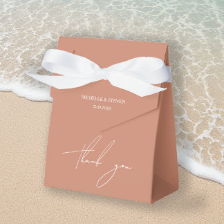 Elegante Romantische Terracotta Coral Calligrafy Geschenkschachtel