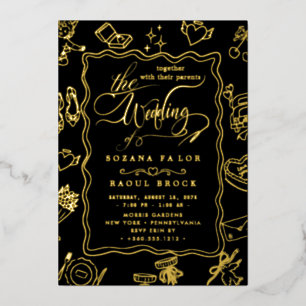 Elegante Romanze Roségoldfolie Hochzeit Folieneinladung