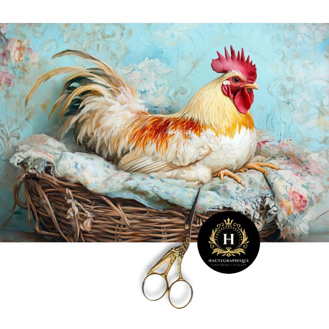 Elegante Rooster Floral Decoupage Seidenpapier (Von Creator hochgeladen)