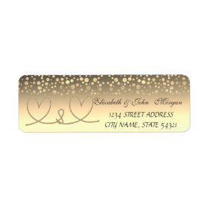 Elegante Rope Hearts, Gold Confetti Address Label