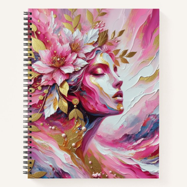 Elegante Rosa abstrakte Spiral Notebook Notizbuch (Vorderseite)