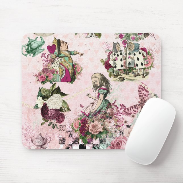 Elegante rosa Alice im Wunderland Mousepad (Mit Mouse)