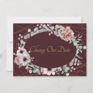 Elegante, rosa Anemone, geometrische Rahmen der Bl Save The Date