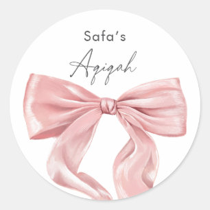 Elegante rosa Aqiqah-Schleife Runder Aufkleber