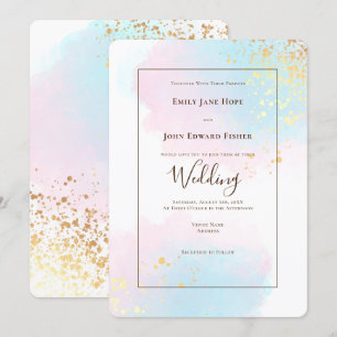 Elegante Rosa Aquamarin Watercolor Einladung