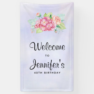 Elegante Rosa Aquarell Blume Bouquet Geburtstag Banner