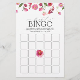 Elegante Rosa Aquarell Blume Bridal Bingo Game