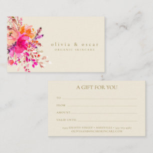 Elegante rosa Aquarell-Blumen moderne Geschenkkart Visitenkarte