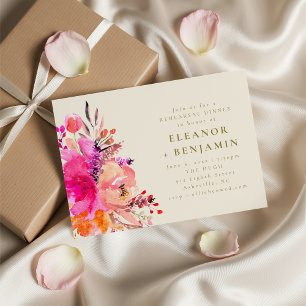 Elegante rosa Aquarell-Blumen-Probeessen-Einladung Einladung