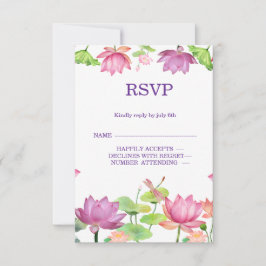 Elegante rosa Aquarell-Lotos-Blumen-RSVP-Karte RSVP Karte
