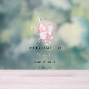 Elegante rosa Aquarell-Moderne Babyparty Acrylschild