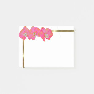 Elegante rosa Aquarell-Orchideenmalerei Post-it Klebezettel