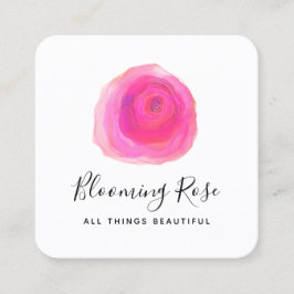 Elegante Rosa Aquarell Rose Piazza della Riforma Quadratische Visitenkarte