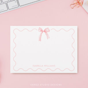 Elegante rosa Aquarell-Schleife personalisierte No Mitteilungskarte