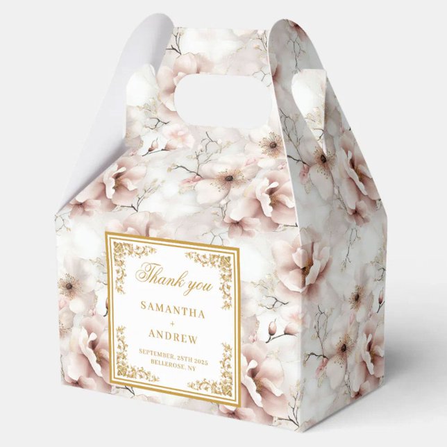 Elegante rosa Aquarellbox mit rosa Gastgeschenk Ho Geschenkschachtel (Elegant dusty pink watercolor wedding favor box)
