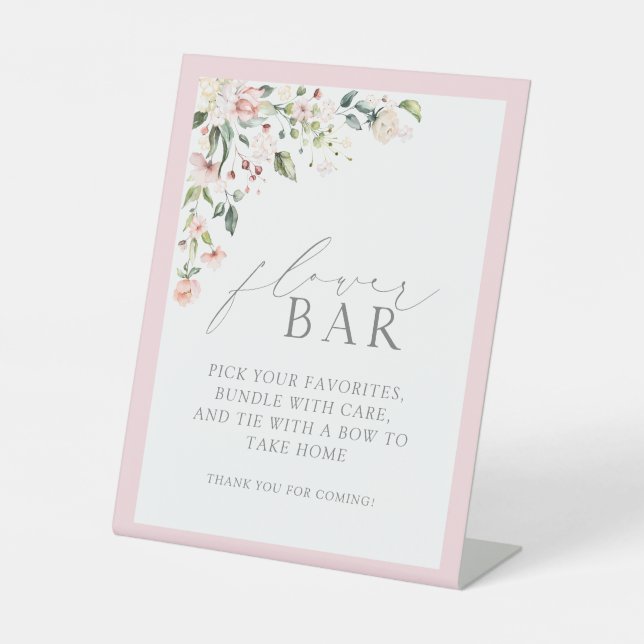 Elegante rosa Aquarelldusche Blume Bar Sockelschild (Vorderseite)