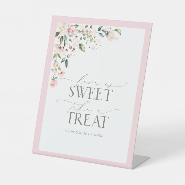 Elegante Rosa Aquarelldusche Blütendusche Sweet Le Sockelschild (Vorderseite)