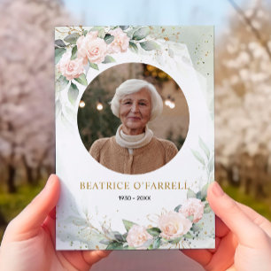 Elegante rosa Aquarellfarben Blume Todesankündigun Einladung