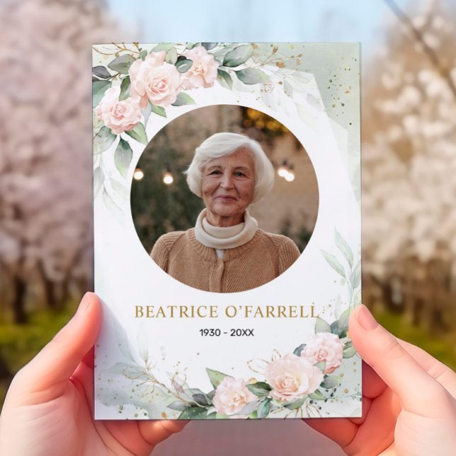 Elegante rosa Aquarellfarben Blume Todesankündigun Einladung (Von Creator hochgeladen)