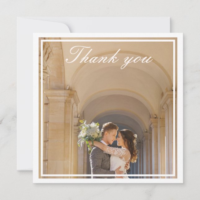 Elegante rosa Aquarellfarben-Monogramm Dankeskarte (Rückseite)