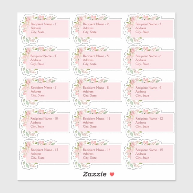 Elegante rosa Aquarellfarben-Rose Mailing Labels (Blatt)