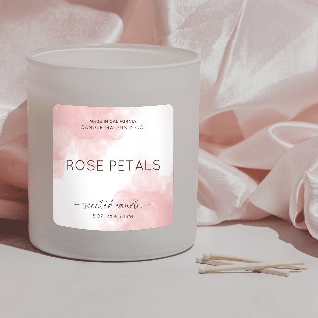 Elegante rosa Aquarellfarbenverpackung Quadratischer Aufkleber (Von Creator hochgeladen)