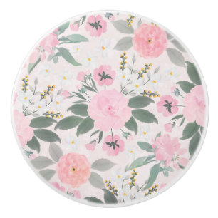 Elegante rosa Aquarellmalerei Keramikknauf