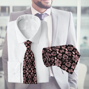 Elegante rosa auf schwarzer Spitze im Vintage-Stil Krawatte