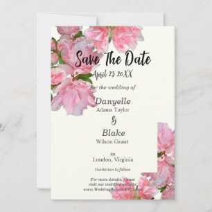 Elegante rosa Azalee & Elfenbein Save-the-Date-Kar Save The Date