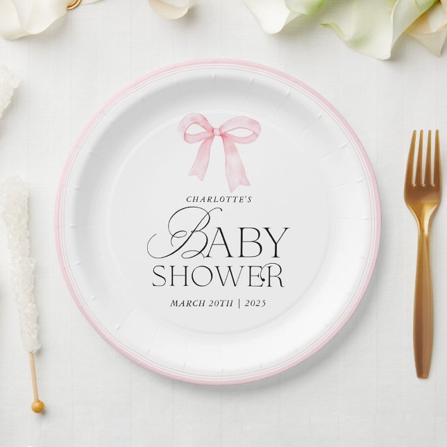Elegante rosa Baby-Shower-Bogen  Pappteller (Von Creator hochgeladen)