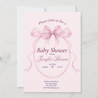 Elegante rosa Baby-Shower-Einladung für Mädchen Einladung