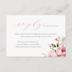 Elegante rosa Babymädchen-Baby-Shower-Menüauswahl Begleitkarte