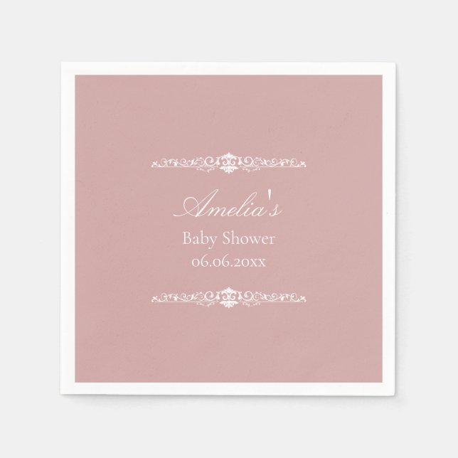 Elegante rosa Babyparty im Regency-Stil Serviette (Vorderseite)