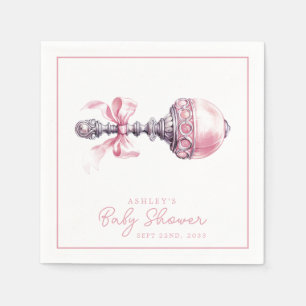 Elegante rosa Babyrassel Baby Shower Serviette