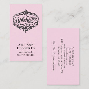 Elegante rosa Bäckerei Bäcker Konditor Visitenkarte