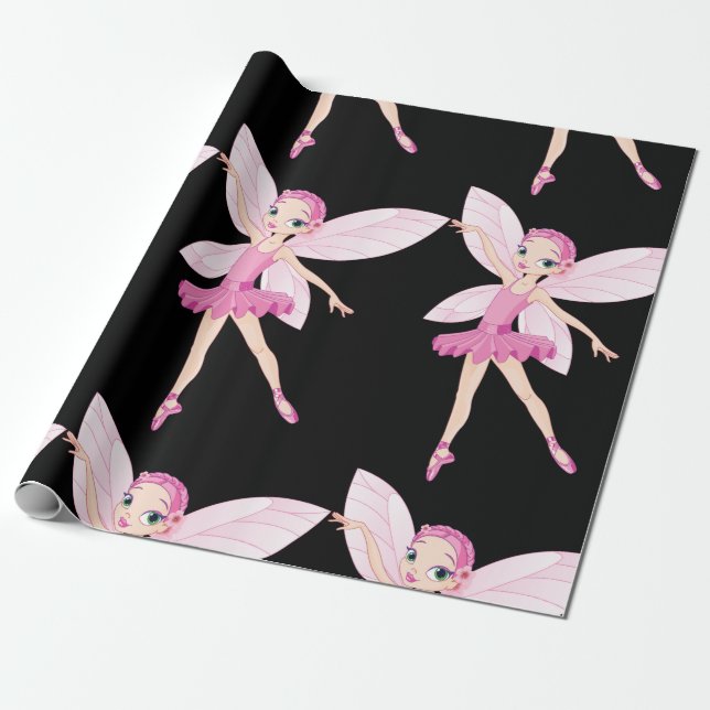 Elegante rosa Ballerina Fee Tanzliebhaber Geschenkpapier (Ungerollt)