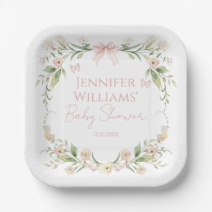 Elegante Rosa Bläserfrühlingsdusche Pappteller