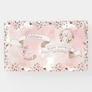 Elegante Rosa Bläsername Girl Baby Shower Banner