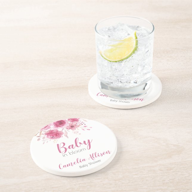 Elegante Rosa Bläsernspülung Getränkeuntersetzer (Seite)